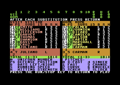 Grand Slam Baseball screenshot 3 for Commodore 64